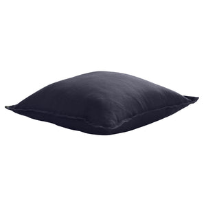 ARDENNE Washed French Linen Cushion with Oxford Edge - Midnight Blue