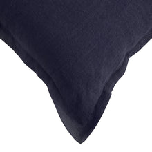 ARDENNE Washed French Linen Cushion with Oxford Edge - Midnight Blue