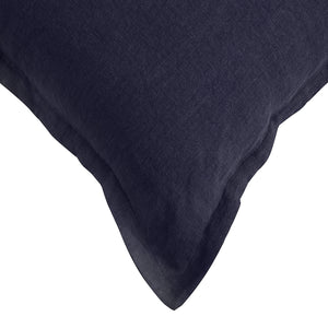 ARDENNE Washed French Linen Cushion with Oxford Edge - Midnight Blue