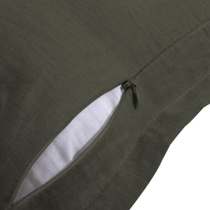 ARDENNE Washed French Linen Cushion with Oxford Edge - Kale