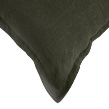 ARDENNE Washed French Linen Cushion with Oxford Edge - Kale