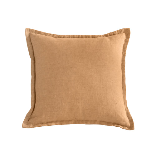 ARDENNE Washed French Linen Cushion with Oxford Edge - Tumeric