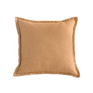ARDENNE Washed French Linen Cushion with Oxford Edge - Tumeric