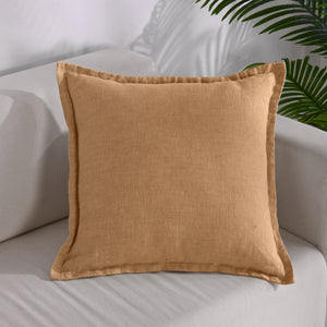 ARDENNE Washed French Linen Cushion with Oxford Edge - Tumeric