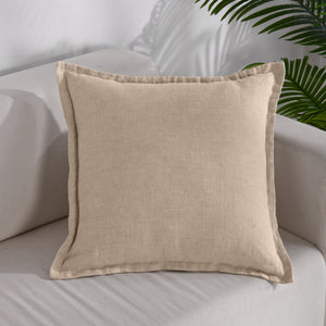 ARDENNE Washed French Linen Cushion with Oxford Edge - Sand