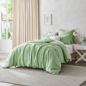 100% European Flax Linen Quilt Cover Set Sage