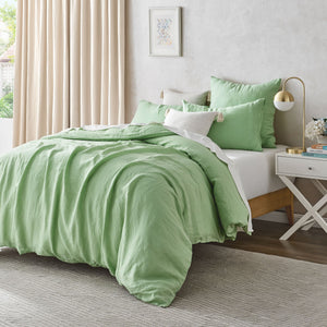 100% European Flax Linen Quilt Cover Set Sage