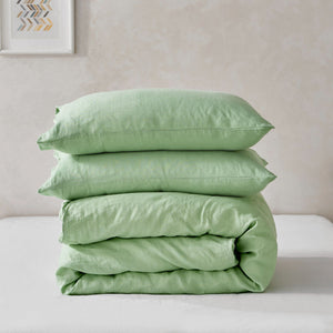 100% European Flax Linen Quilt Cover Set Sage