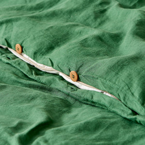 100% European Flax Linen Quilt Cover Set Olive