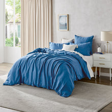 100% European Flax Linen Quilt Cover Set Deep Blue