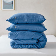 100% European Flax Linen Quilt Cover Set Deep Blue