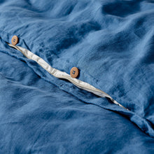 100% European Flax Linen Quilt Cover Set Deep Blue