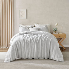 Classic Pinstripe Linen Quilt Cover Set White with Dark Pinstripe