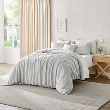 Classic Pinstripe Linen Quilt Cover Set White with Dark Pinstripe
