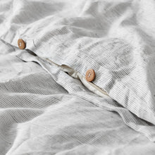 Classic Pinstripe Linen Quilt Cover Set White with Dark Pinstripe