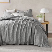 Classic Pinstripe Linen Quilt Cover Set Dark with White Pinstripe