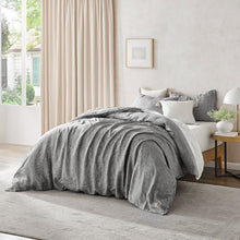 Classic Pinstripe Linen Quilt Cover Set Dark with White Pinstripe