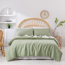 Vintage Washed Hemp Linen Quilt Cover Set Sage