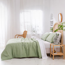 Vintage Washed Hemp Linen Quilt Cover Set Sage