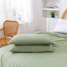 Vintage Washed Hemp Linen Quilt Cover Set Sage