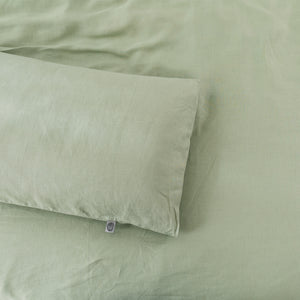 Vintage Washed Hemp Linen Quilt Cover Set Sage