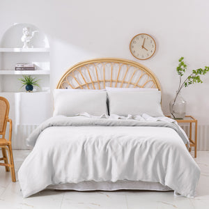 Vintage Washed Hemp Linen Quilt Cover Set Dove Grey