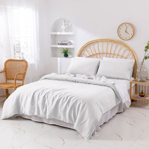 Vintage Washed Hemp Linen Quilt Cover Set Dove Grey