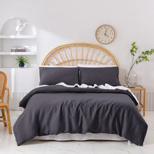 Vintage Washed Hemp Linen Quilt Cover Set Charcoal