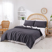 Vintage Washed Hemp Linen Quilt Cover Set Charcoal