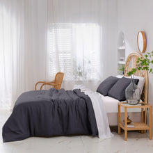 Vintage Washed Hemp Linen Quilt Cover Set Charcoal