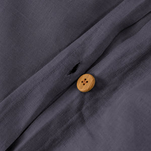 Vintage Washed Hemp Linen Quilt Cover Set Charcoal