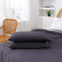 Vintage Washed Hemp Linen Quilt Cover Set Charcoal