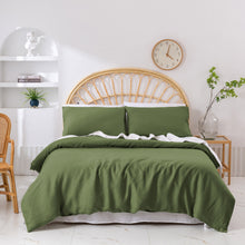 Vintage Washed Hemp Linen Quilt Cover Set Olive