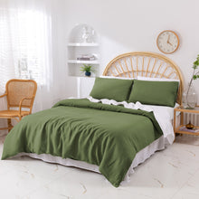 Vintage Washed Hemp Linen Quilt Cover Set Olive