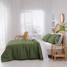Vintage Washed Hemp Linen Quilt Cover Set Olive