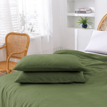 Vintage Washed Hemp Linen Quilt Cover Set Olive