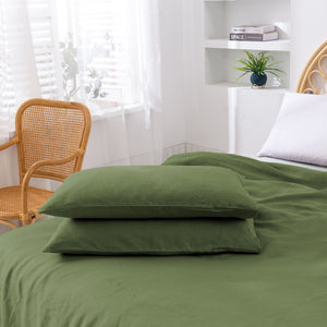 Vintage Washed Hemp Linen Quilt Cover Set Olive