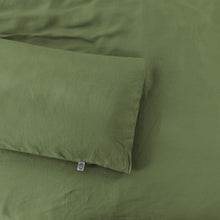 Vintage Washed Hemp Linen Quilt Cover Set Olive