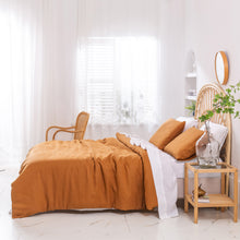 Vintage Washed Hemp Linen Quilt Cover Set Rust