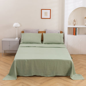 Vintage Washed Hemp Linen Sheet Set Sage