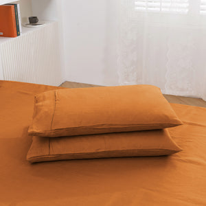Vintage Washed Hemp Linen Sheet Set Rust