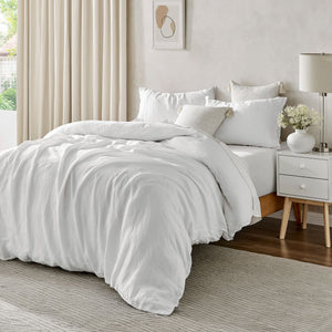100% European Flax Linen Quilt Cover Set White