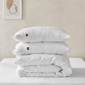 100% European Flax Linen Quilt Cover Set White