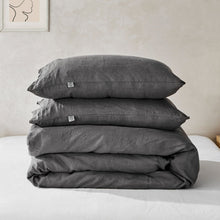 100% European Flax Linen Quilt Cover Set Charcoal