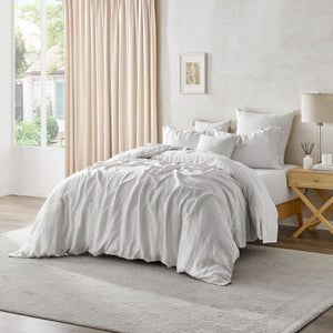 100% European Flax Linen Quilt Cover Set Dove Grey