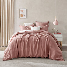 100% European Flax Linen Quilt Cover Set Rose Gold