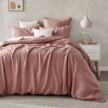 100% European Flax Linen Quilt Cover Set Rose Gold