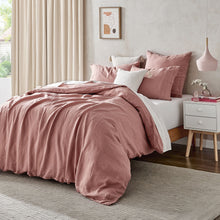 100% European Flax Linen Quilt Cover Set Rose Gold