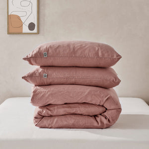100% European Flax Linen Quilt Cover Set Rose Gold