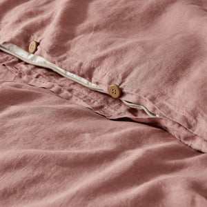 100% European Flax Linen Quilt Cover Set Rose Gold